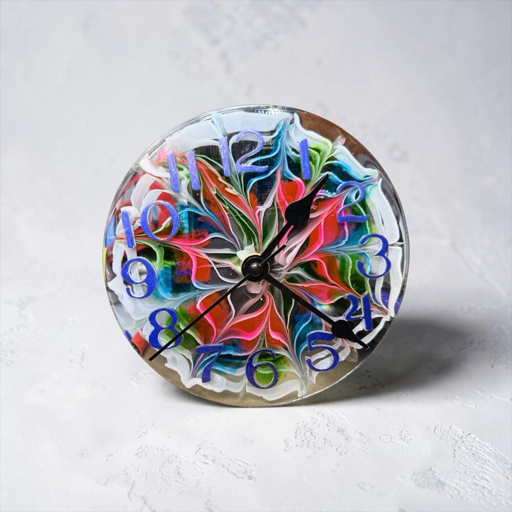 Colorful Handcrafted Resin Clock | Modern Number Desk Clock | Unique Functional - Picture 2 of 3